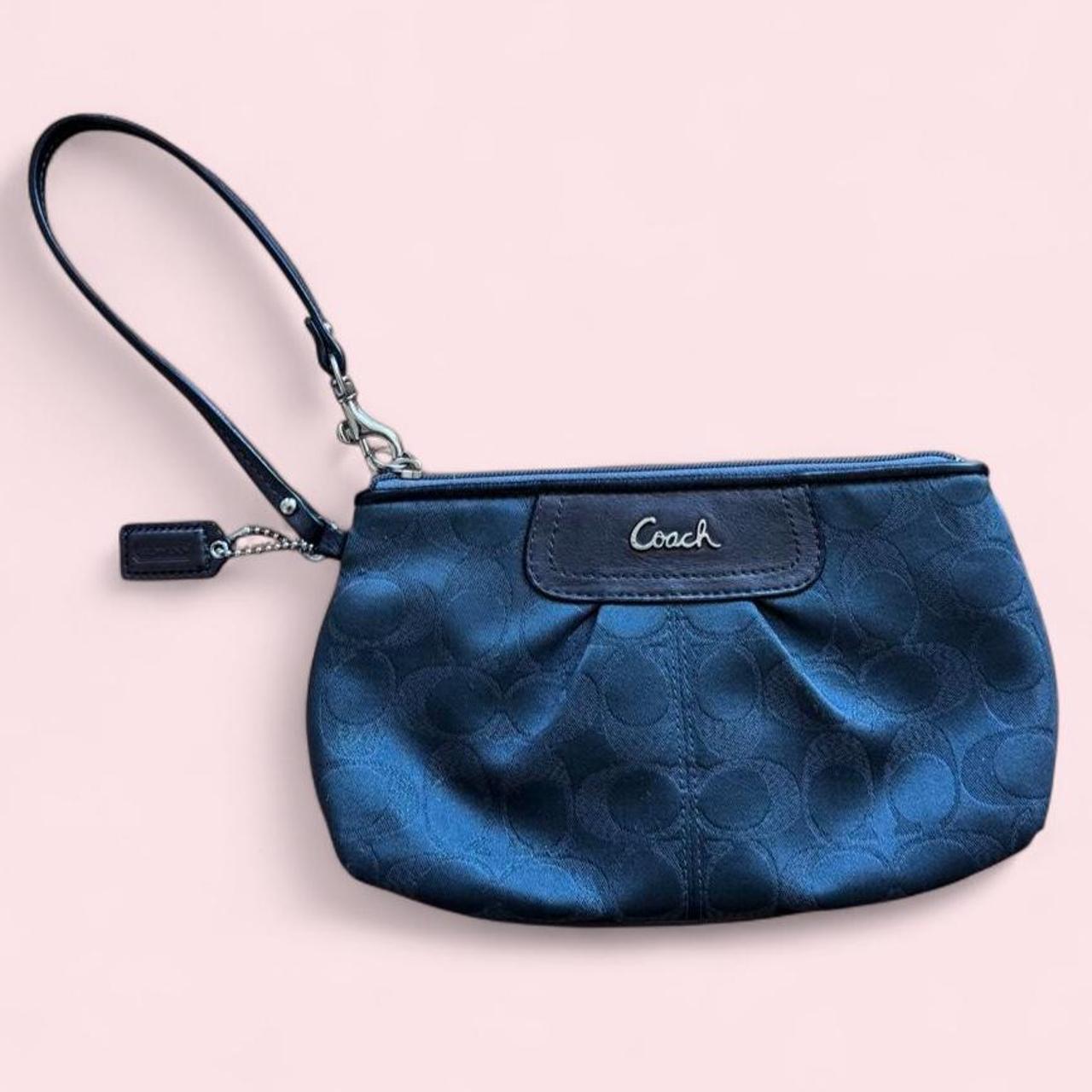 Coach black/gray monogram wristlet
