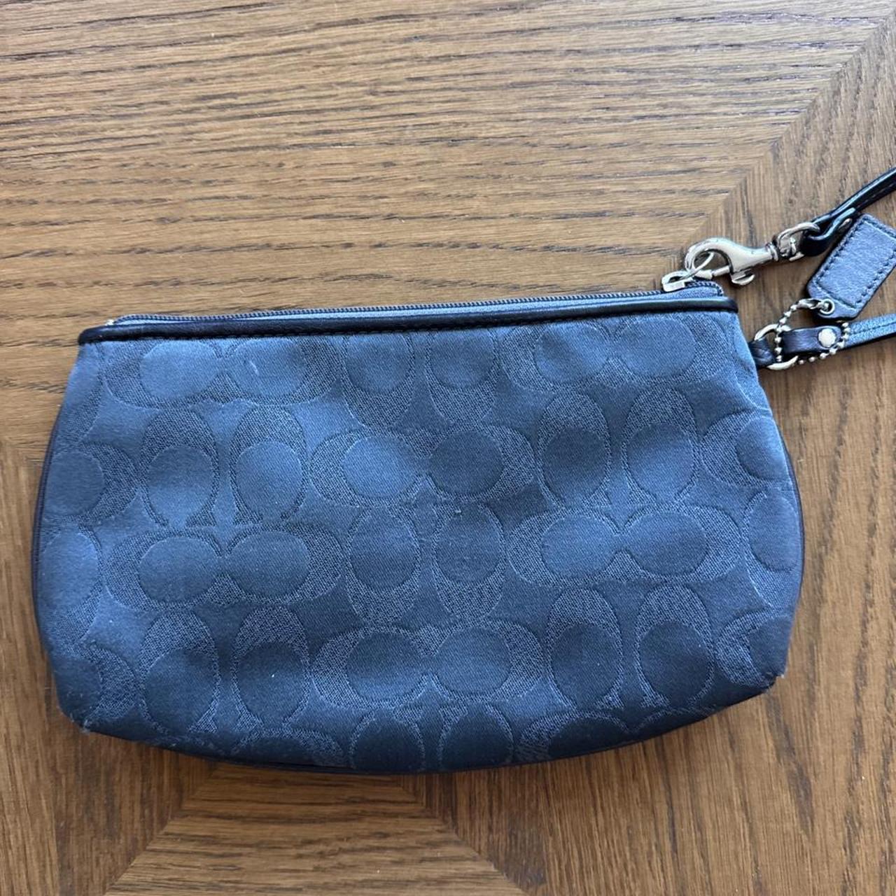 Coach black/gray monogram wristlet
