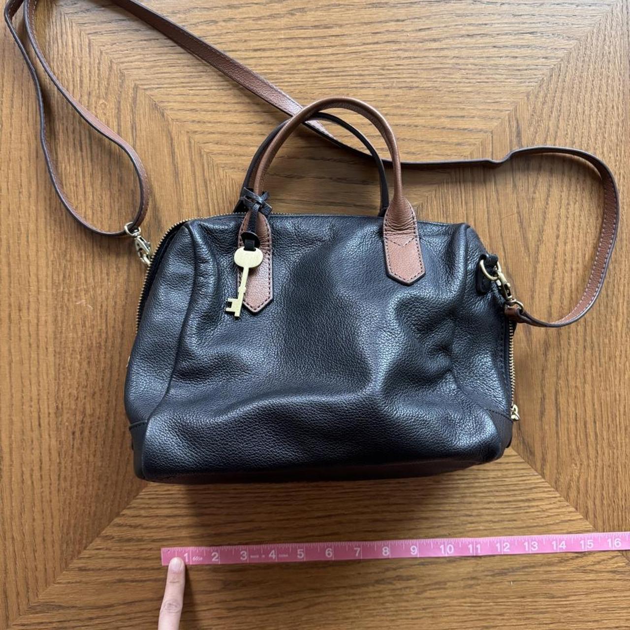 Fossil black leather satchel crossbody bag