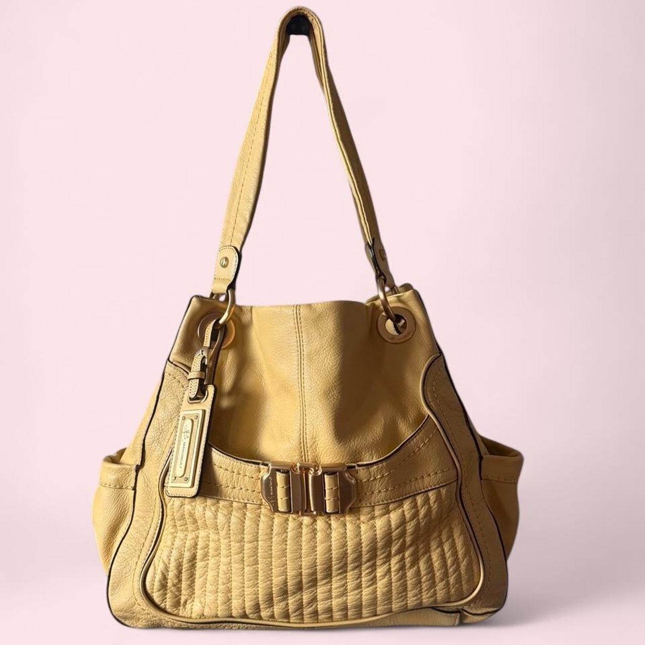 B Makowsky butter yellow leather shoulder bag