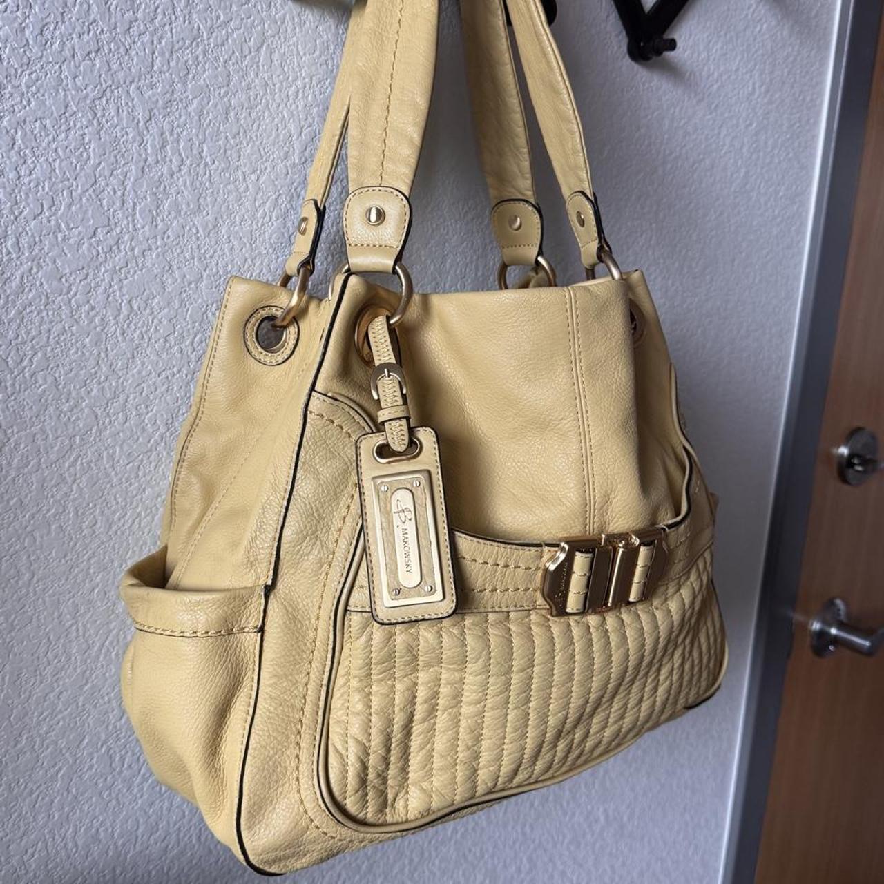 B Makowsky butter yellow leather shoulder bag