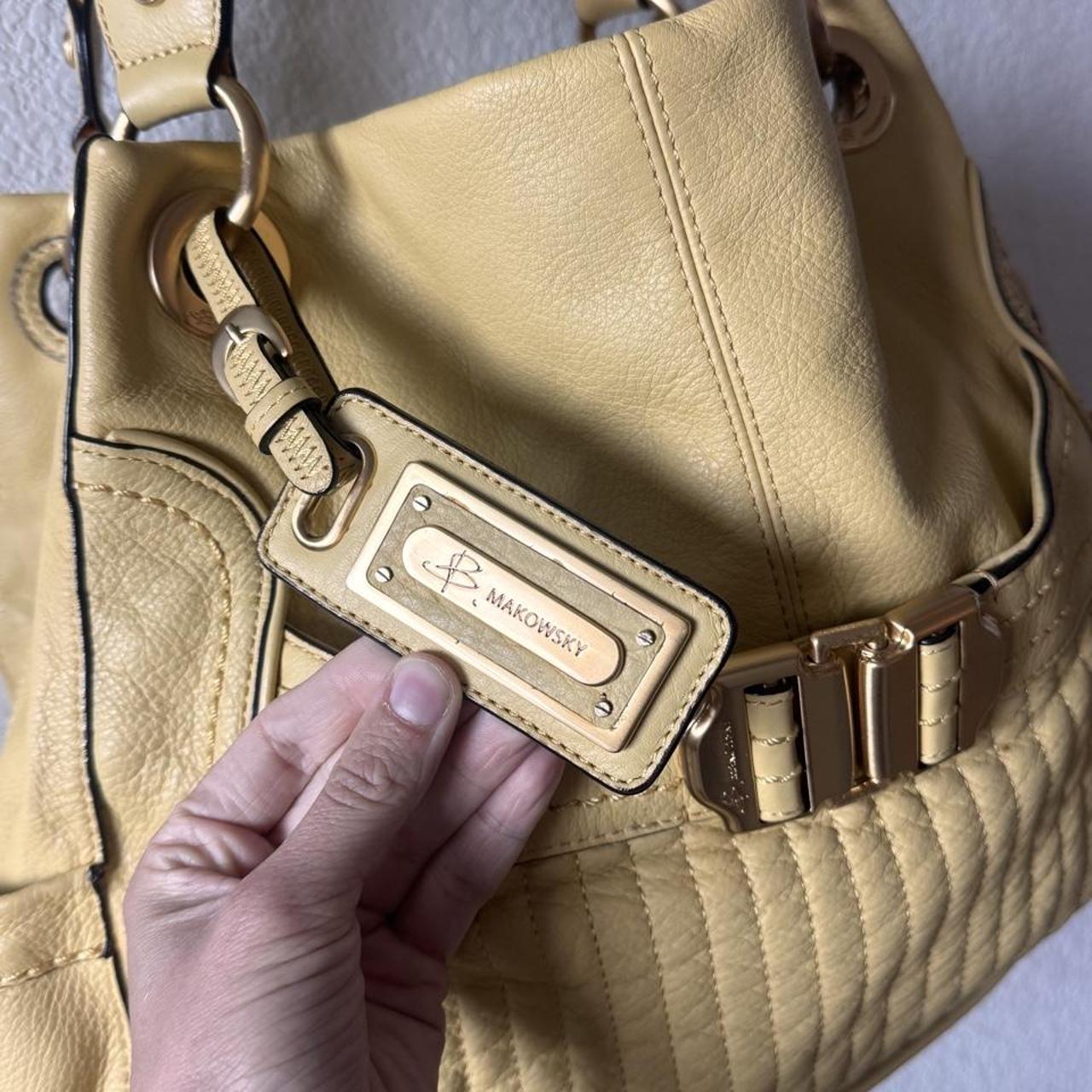 B Makowsky butter yellow leather shoulder bag