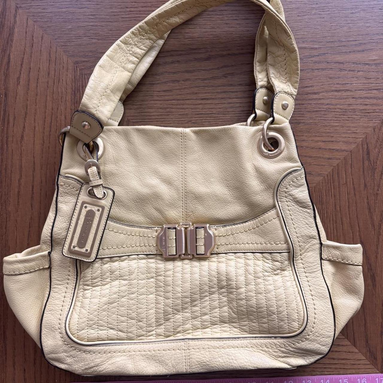 B Makowsky butter yellow leather shoulder bag