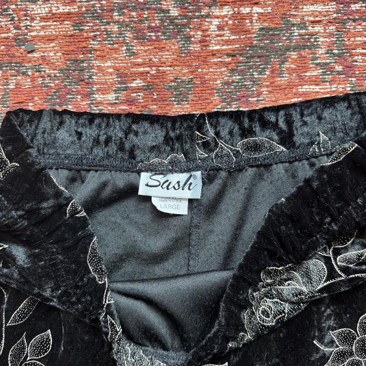 Vintage black velvet floral midi skirt