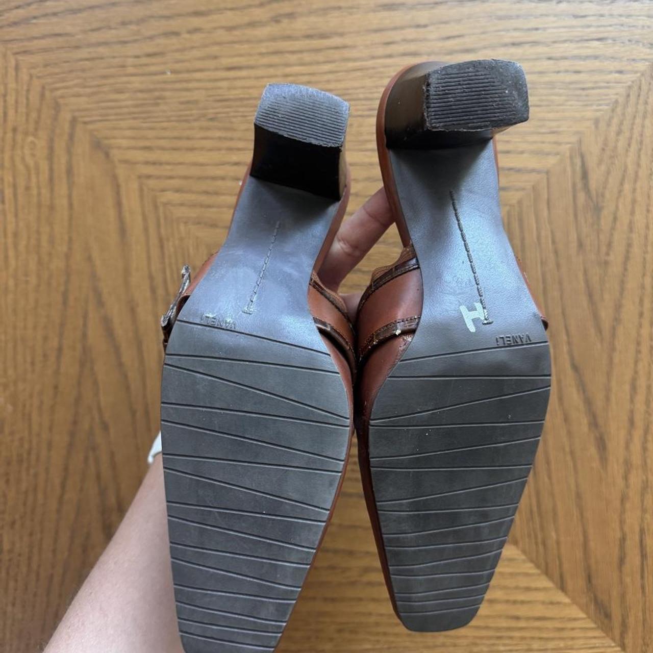 Vintage Vaneli brown leather heeled mules 5.5