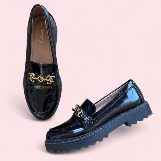 Sam Edelman black patent leather loafers 8.5