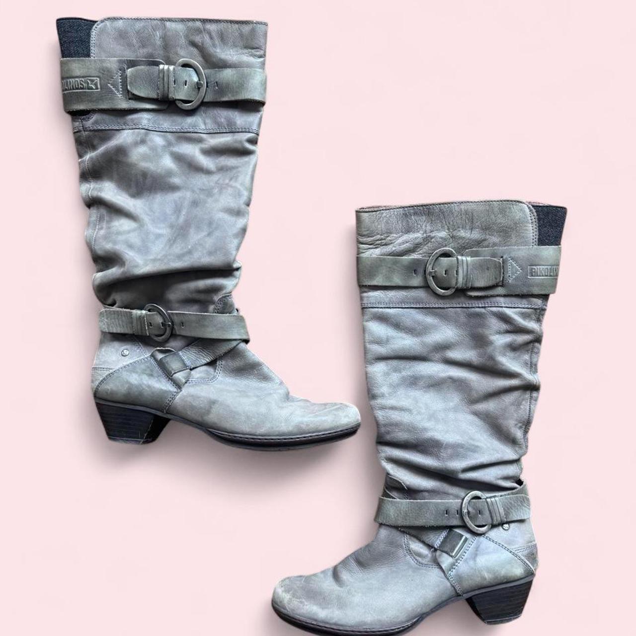 Pikolinos gray slouch knee-high leather boots 8.5
