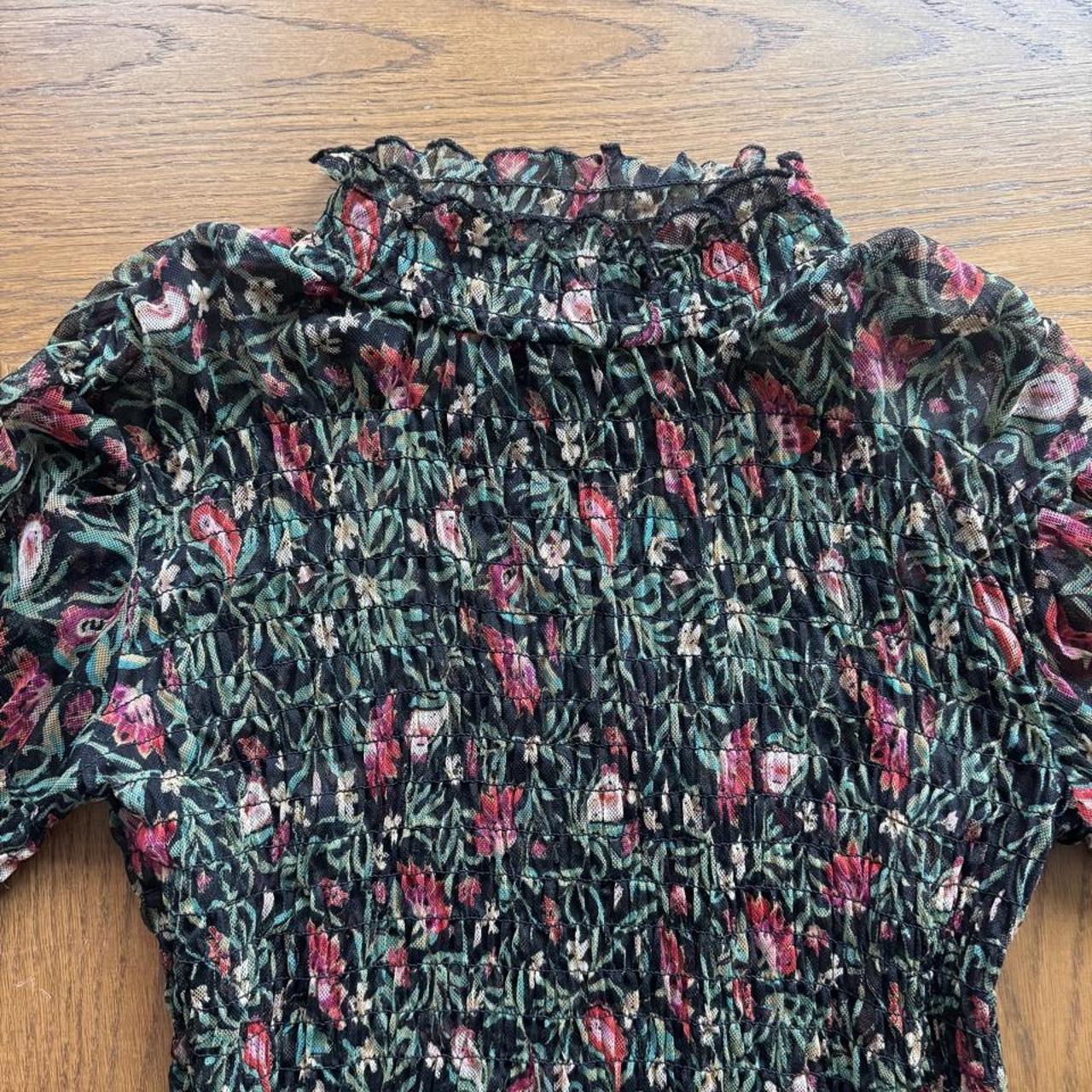 Free People sheer floral smocked blouse XL