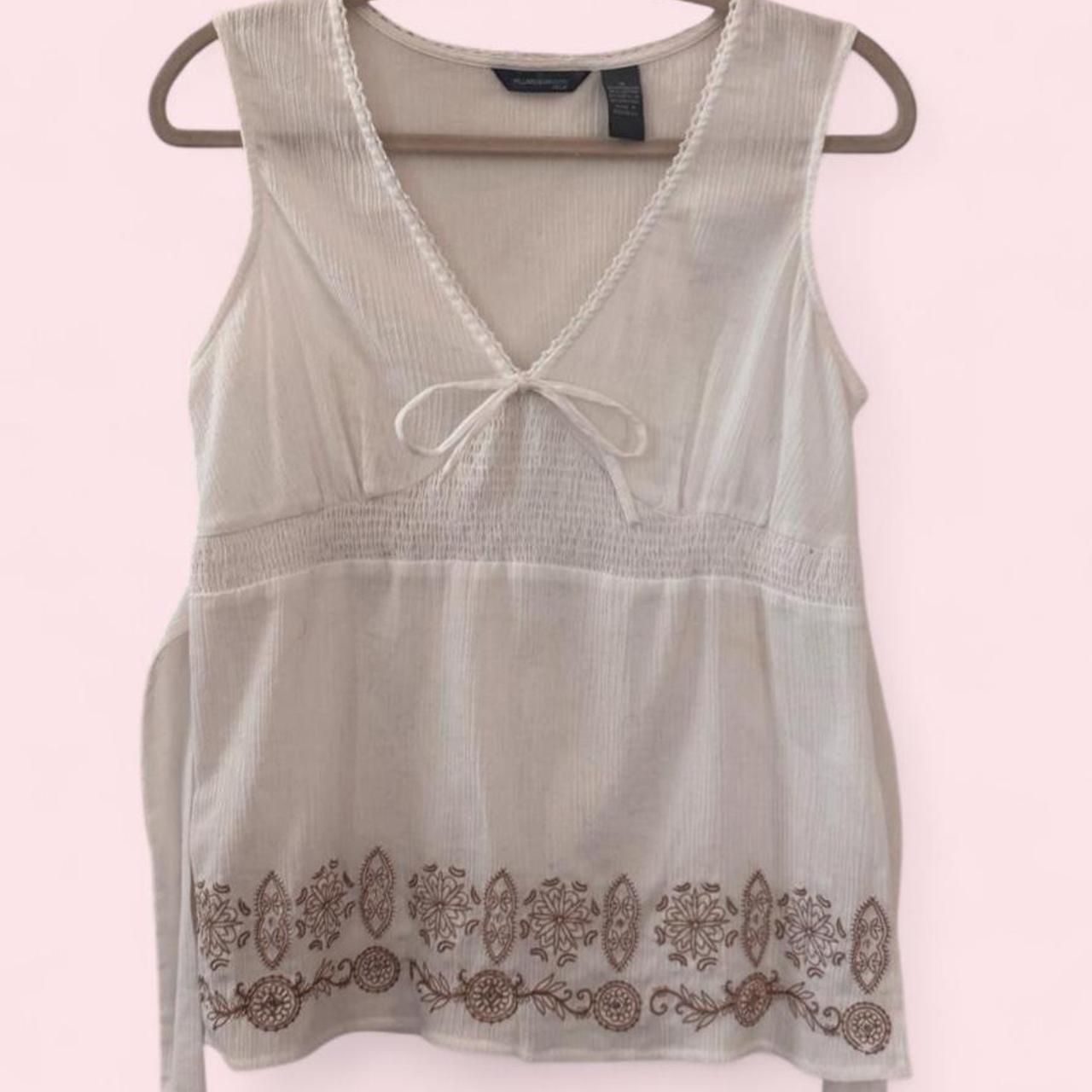 Vintage white embroidered tank S