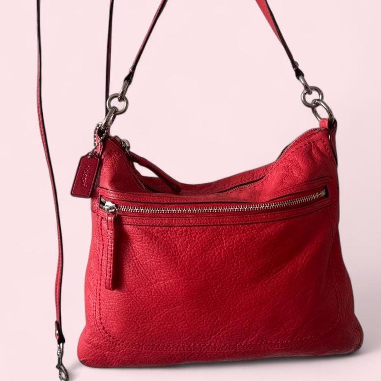 Coach Poppy Peri coral/red pebbled leather bag