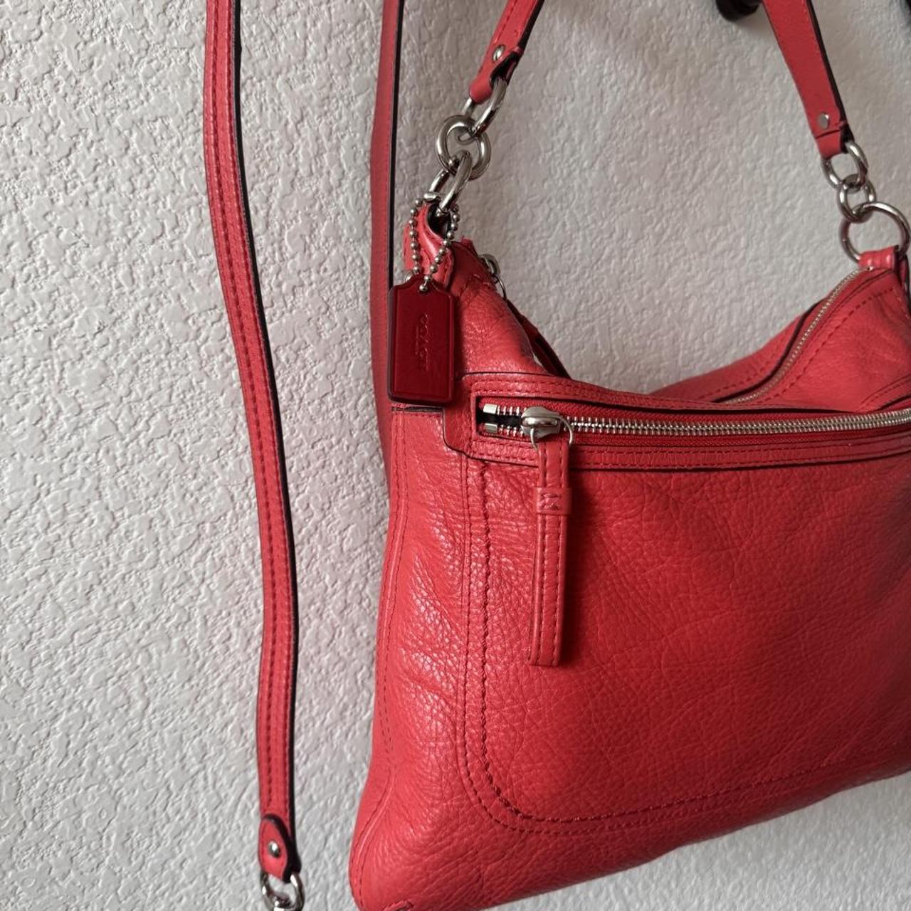 Coach Poppy Peri coral/red pebbled leather bag