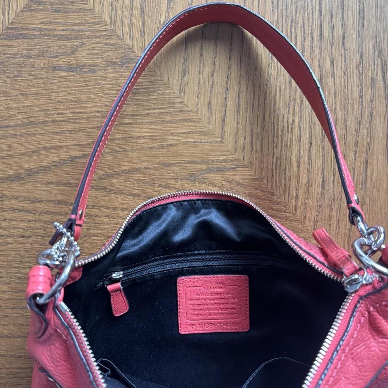 Coach Poppy Peri coral/red pebbled leather bag