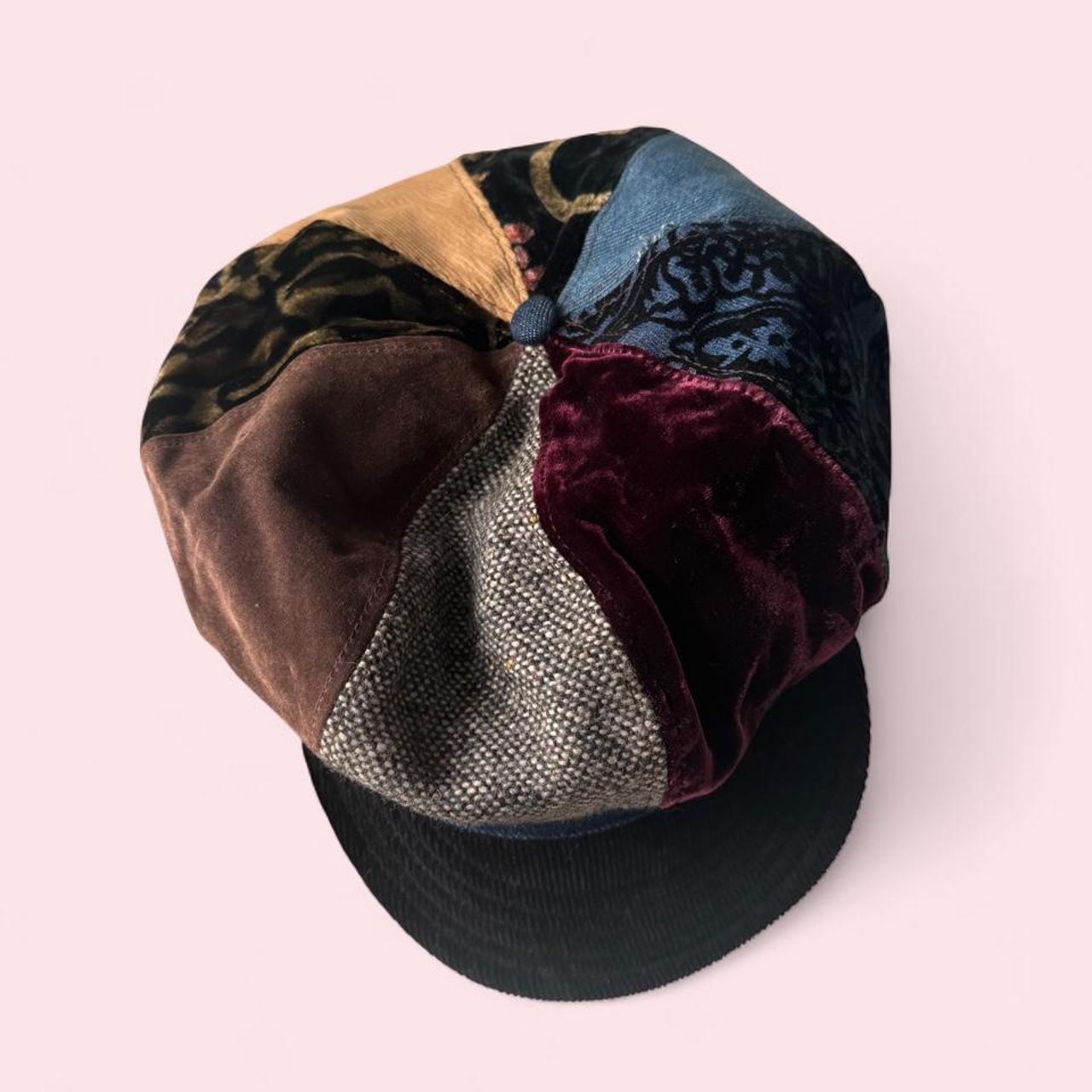 Vintage Liz Claiborne patchwork newsboy cap