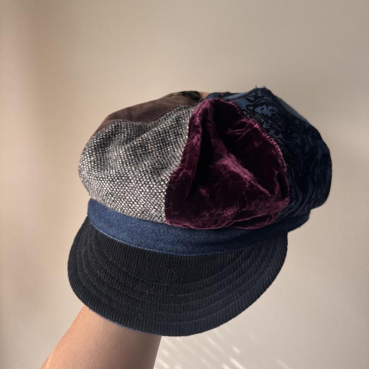 Vintage Liz Claiborne patchwork newsboy cap