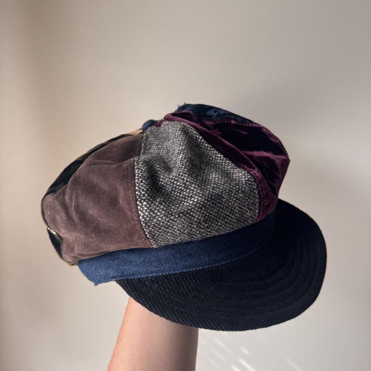 Vintage Liz Claiborne patchwork newsboy cap