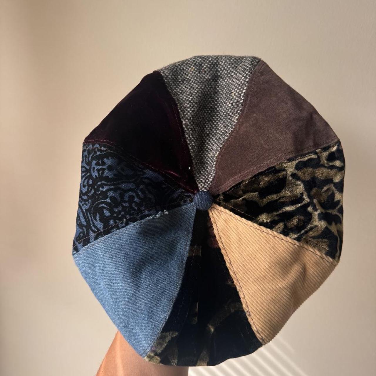 Vintage Liz Claiborne patchwork newsboy cap
