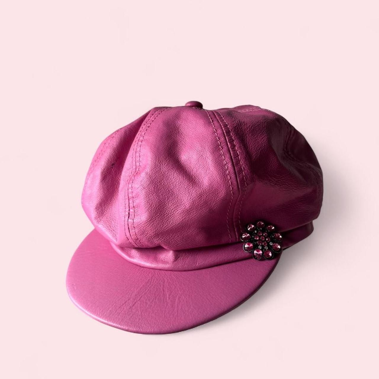 Y2K Wilsons Leather pink newsboy cap