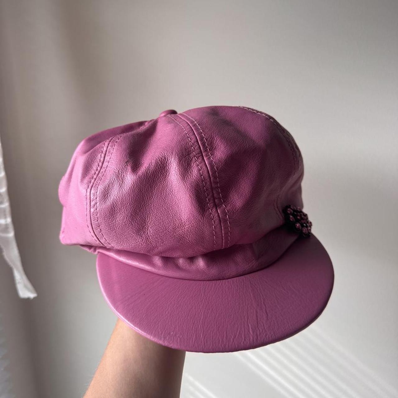Y2K Wilsons Leather pink newsboy cap