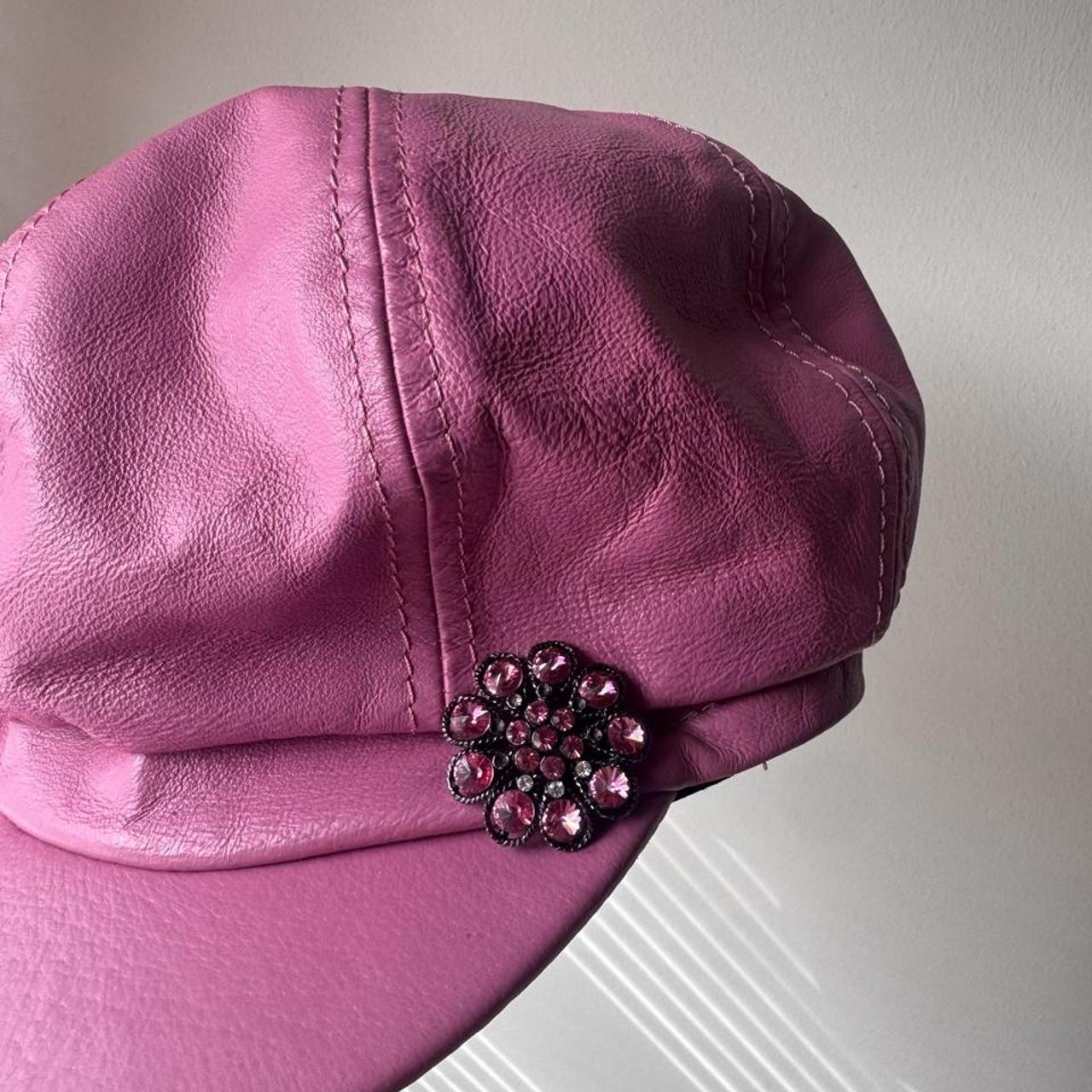 Y2K Wilsons Leather pink newsboy cap