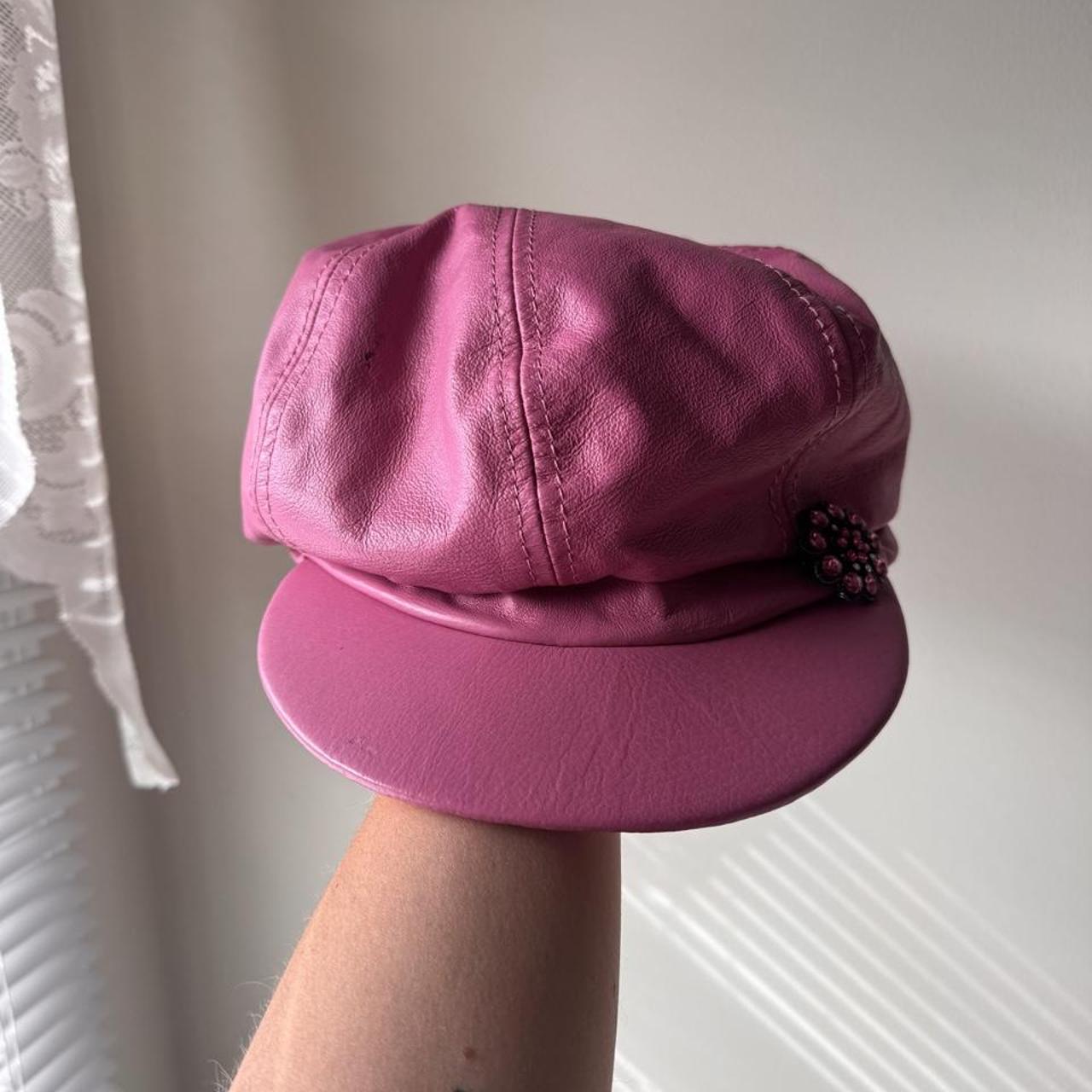Y2K Wilsons Leather pink newsboy cap