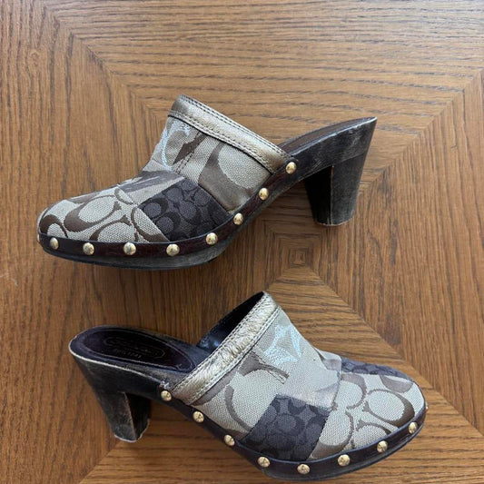 Coach patchwork clog mules 8