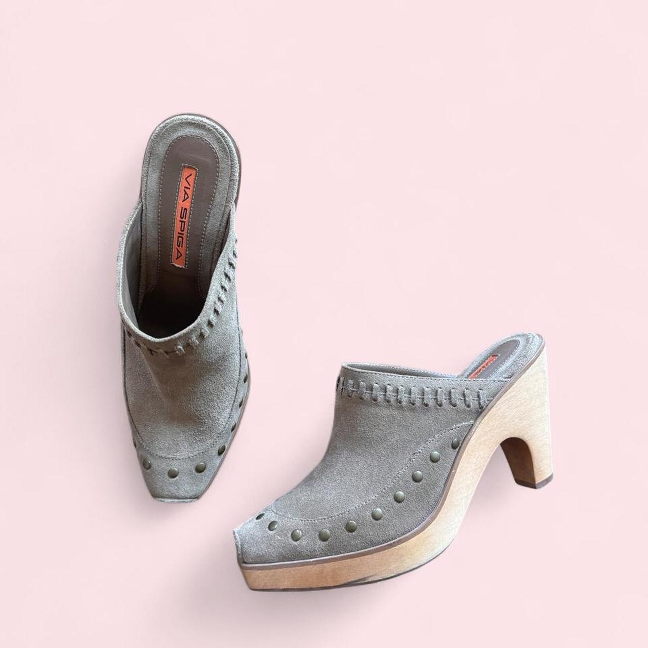 Via Spiga suede wooden clog mules 6