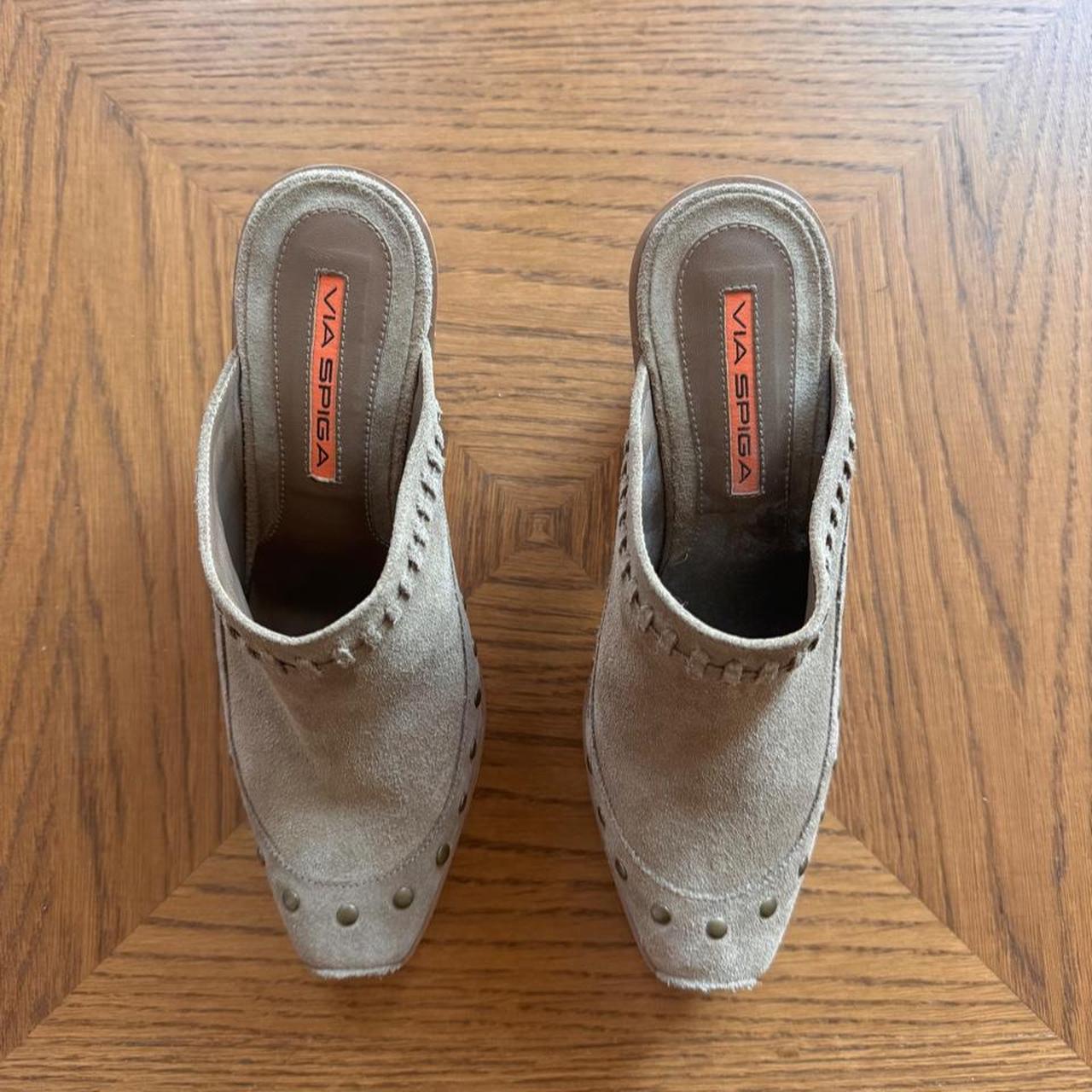 Via Spiga suede wooden clog mules 6