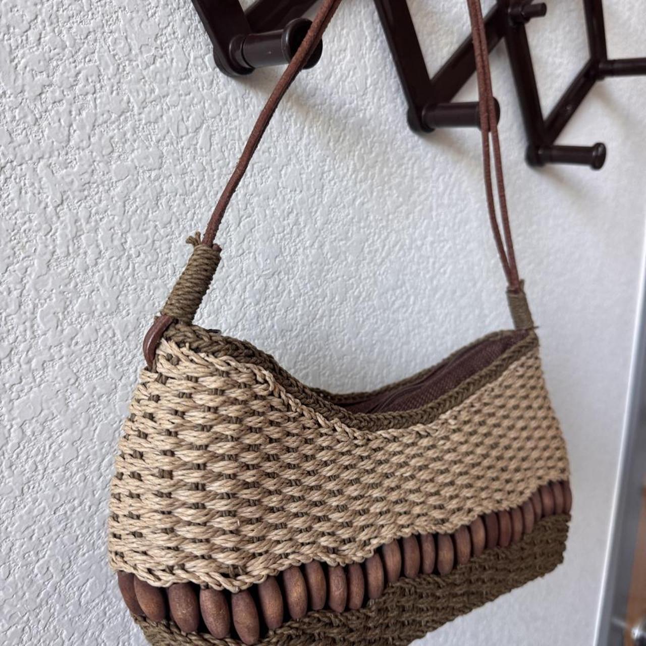 Y2K woven straw beaded shoulder bag