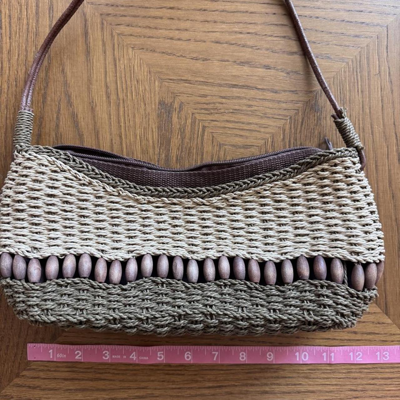 Y2K woven straw beaded shoulder bag