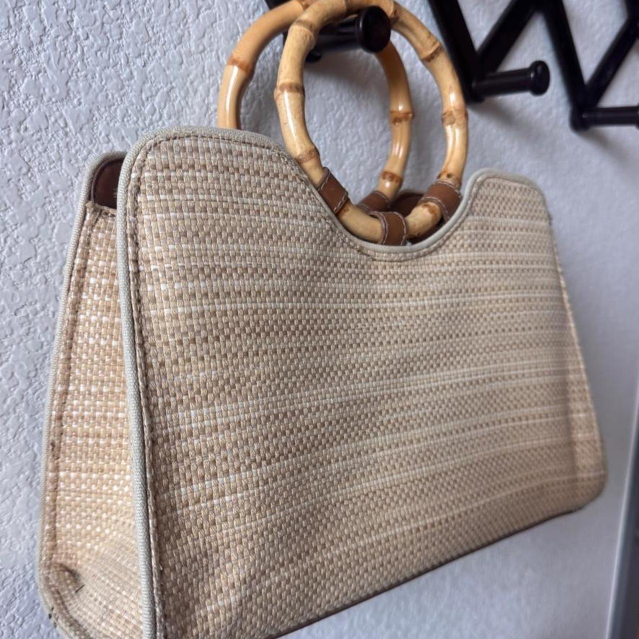 Fossil bamboo handle handbag beach bag