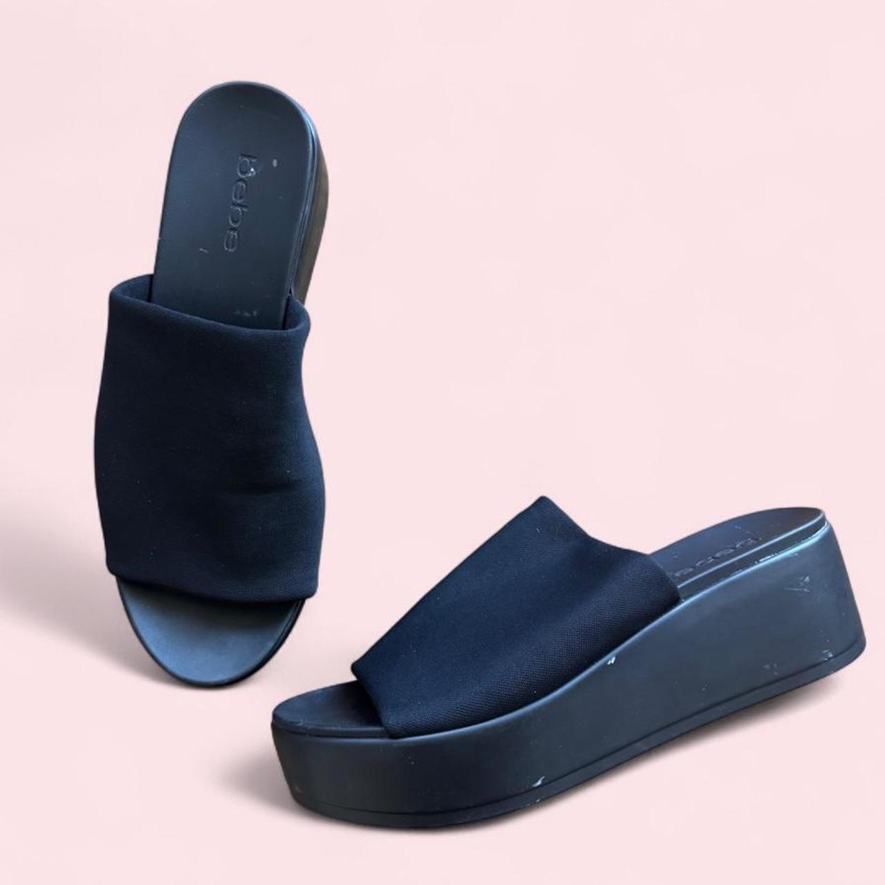 Bebe black platform slide sandals 8