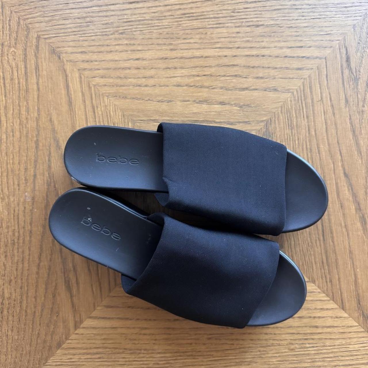 Bebe black platform slide sandals 8