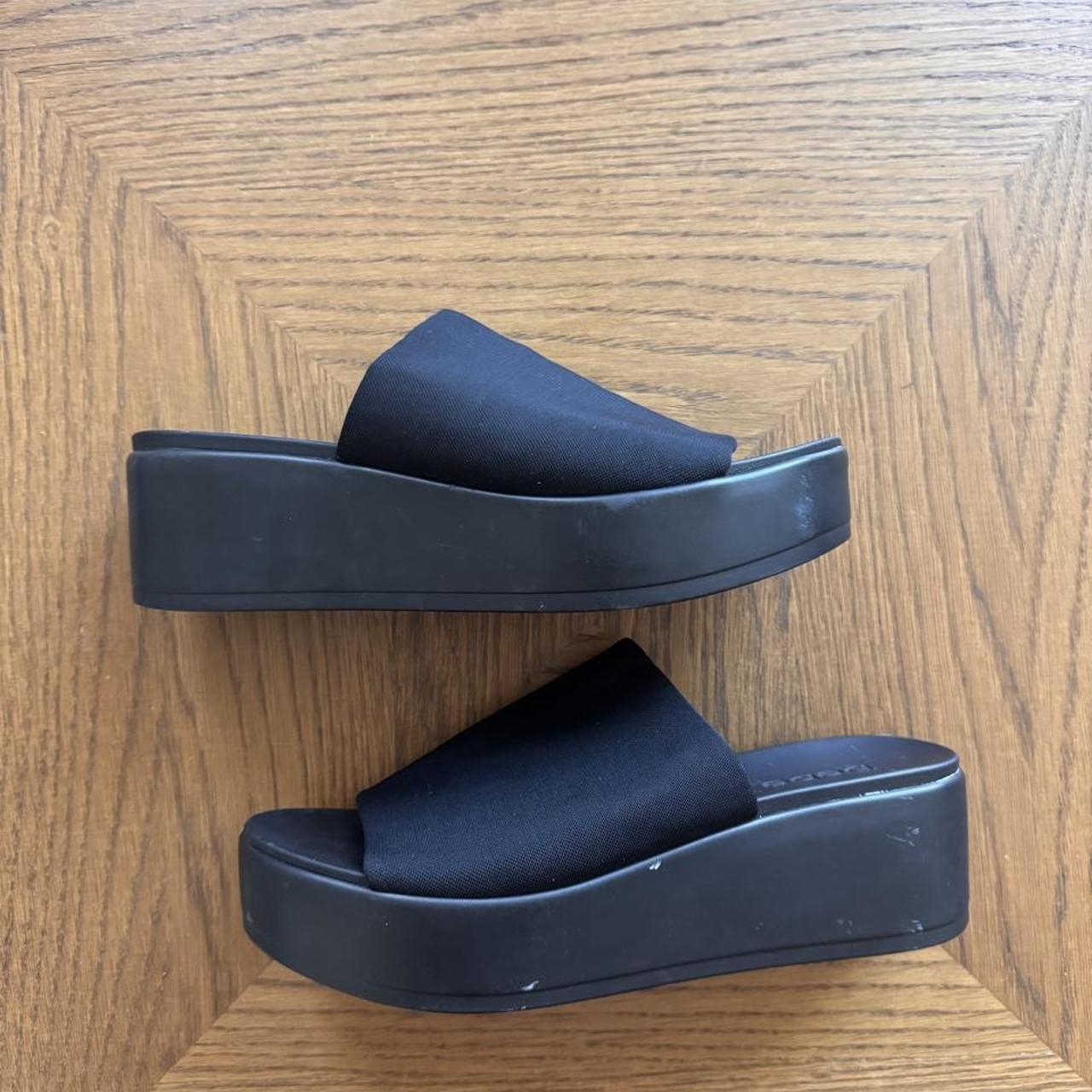 Bebe black platform slide sandals 8