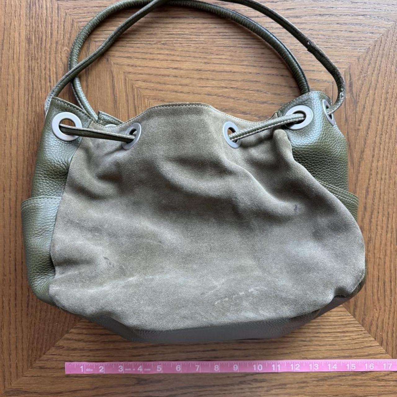 J Jil green leather and suede hobo bag