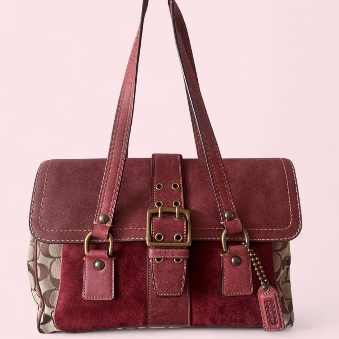 Coach Special Edition Fall 2004 Signature “C” Oxblood Suede and Leather Satchel,
