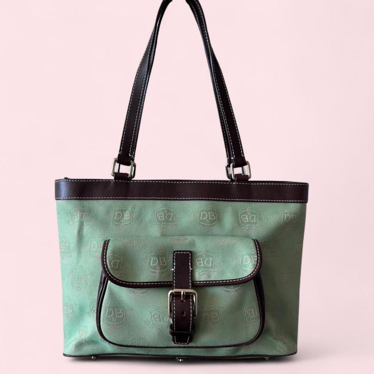 Dooney and Bourke Y2K mint and brown tote bag