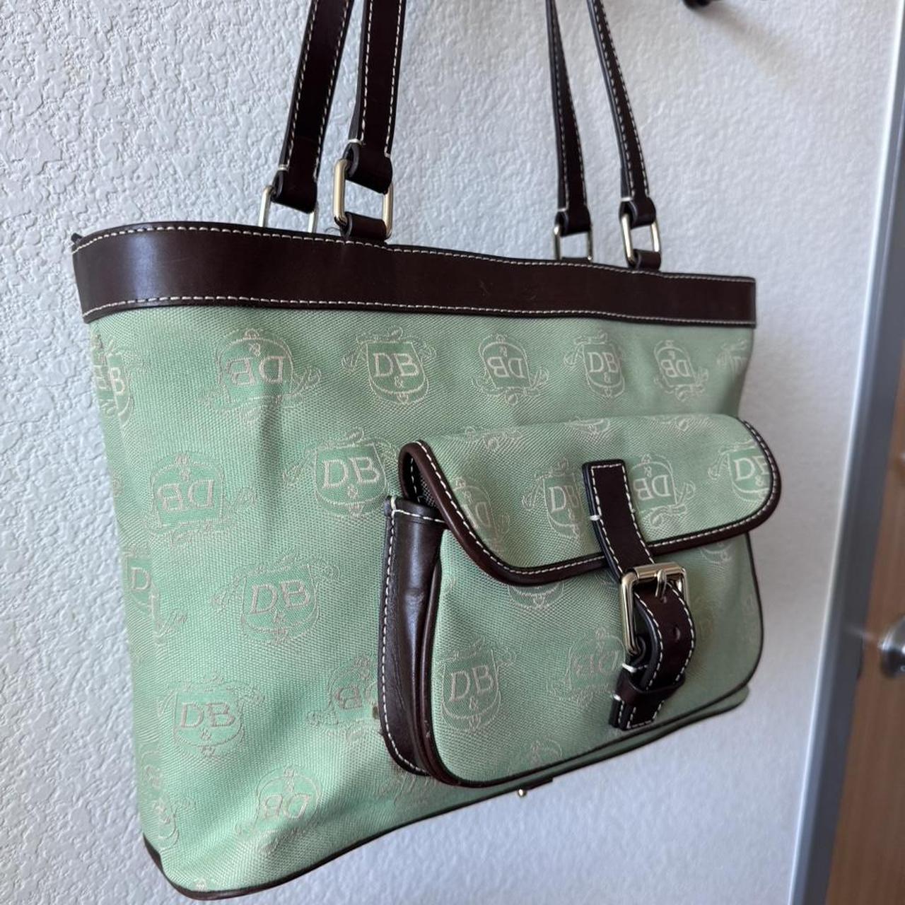 Dooney and Bourke Y2K mint and brown tote bag