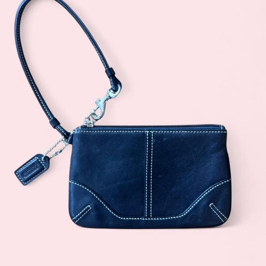 Y2K Coach black leather wristlet
