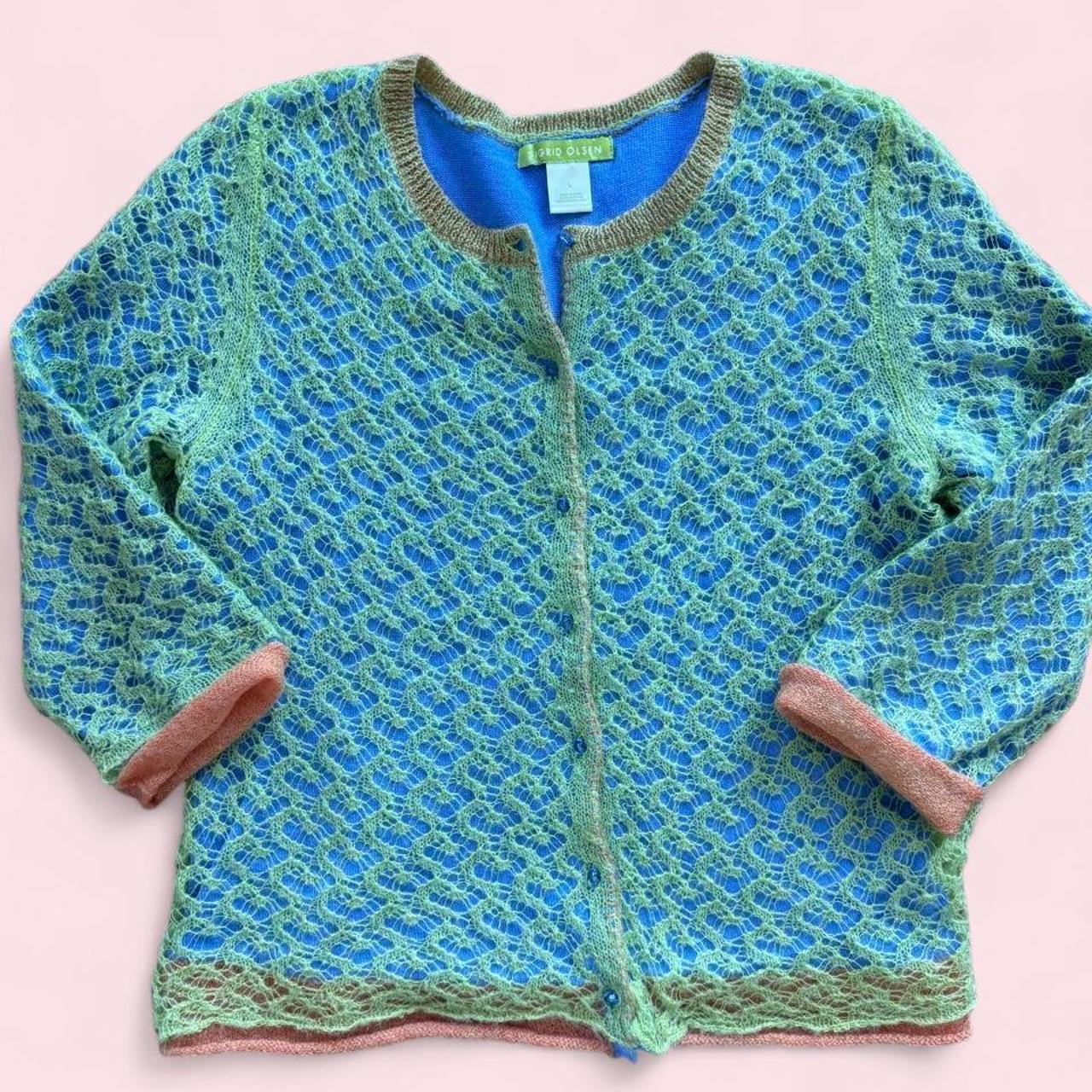 Sigrid Olsen open-knit cardigan sweater L
