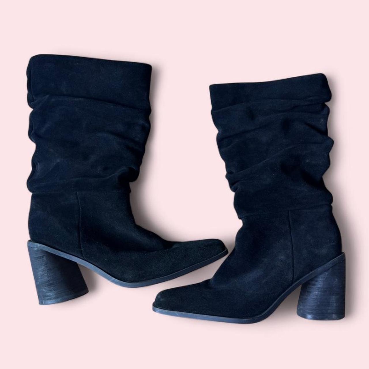 Charles David black suede slouch boots 6