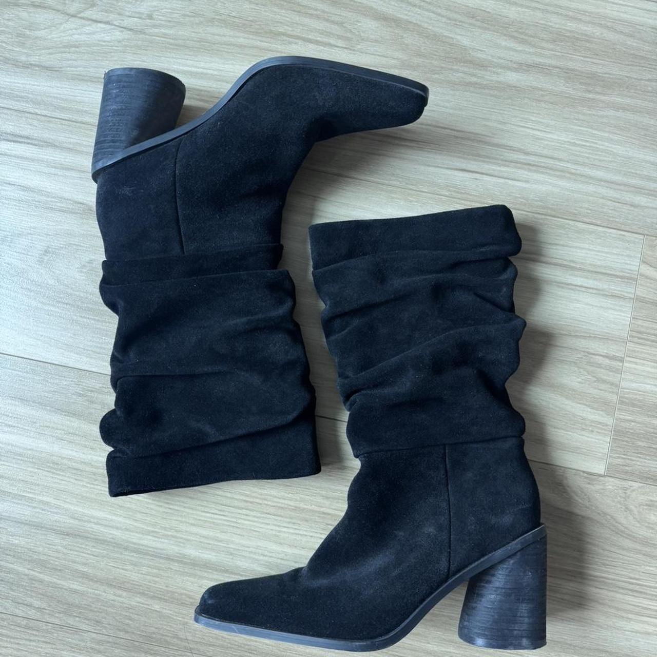 Charles David black suede slouch boots 6