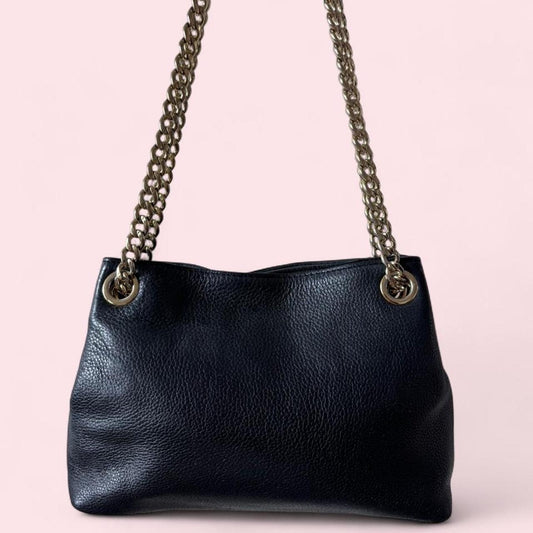 Michael Kors black pebbled leather shoulder bag