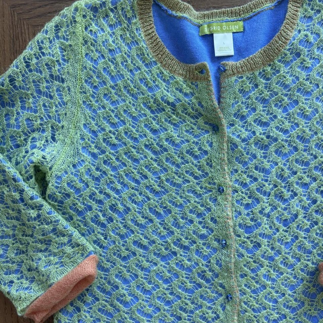 Sigrid Olsen open-knit cardigan sweater L