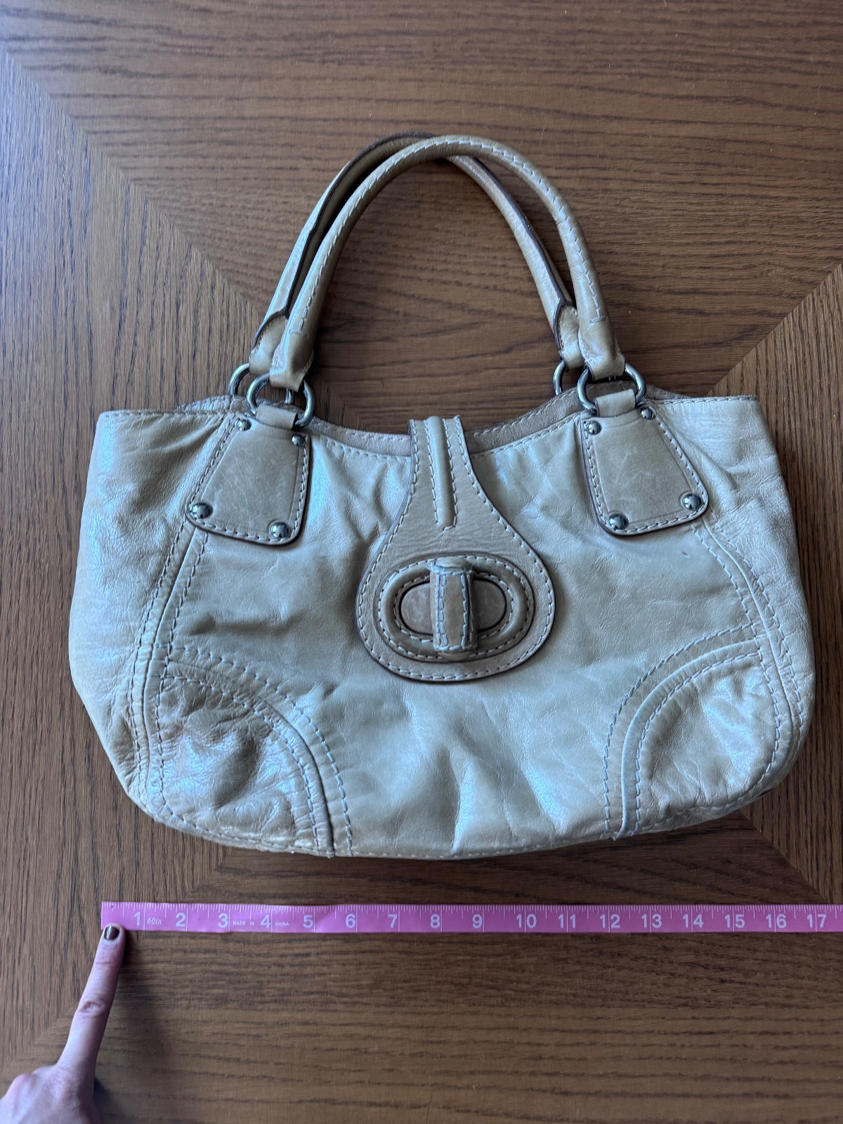 Prada Vitello Daino Leather Shine Turnlock Handle Bag