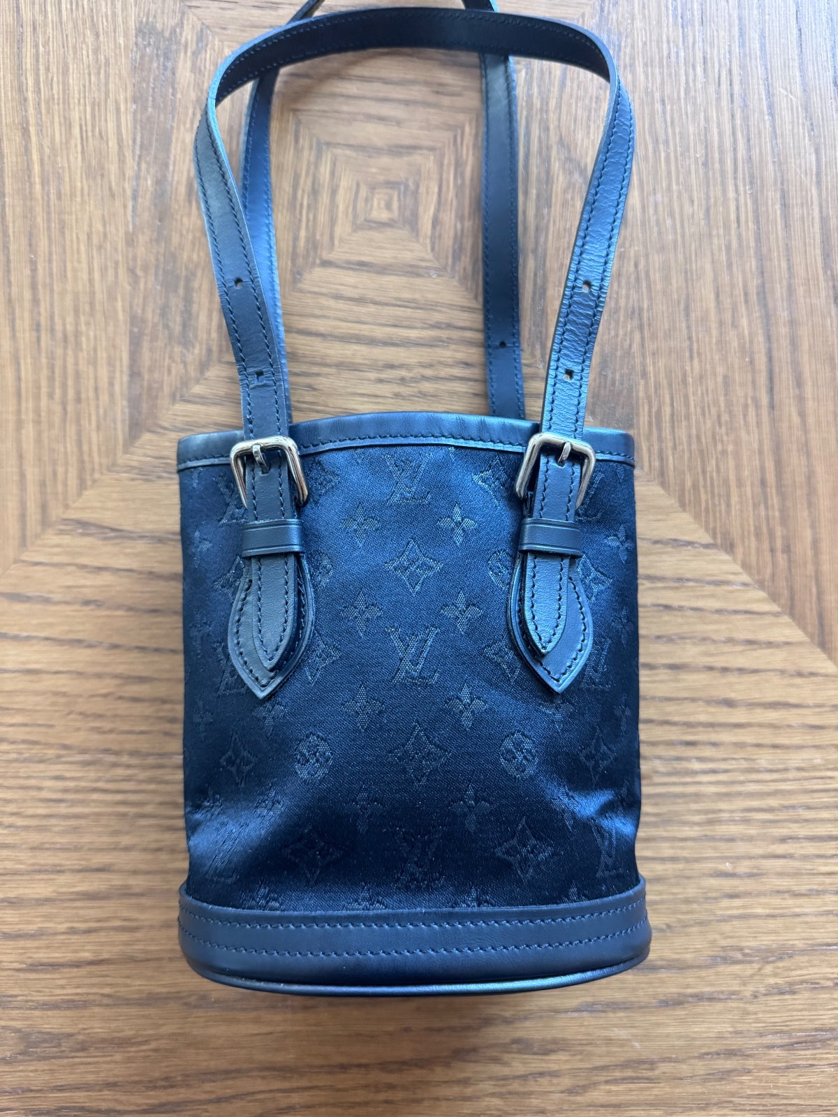 Louis Vuitton RARE monogram satin little bucket bag