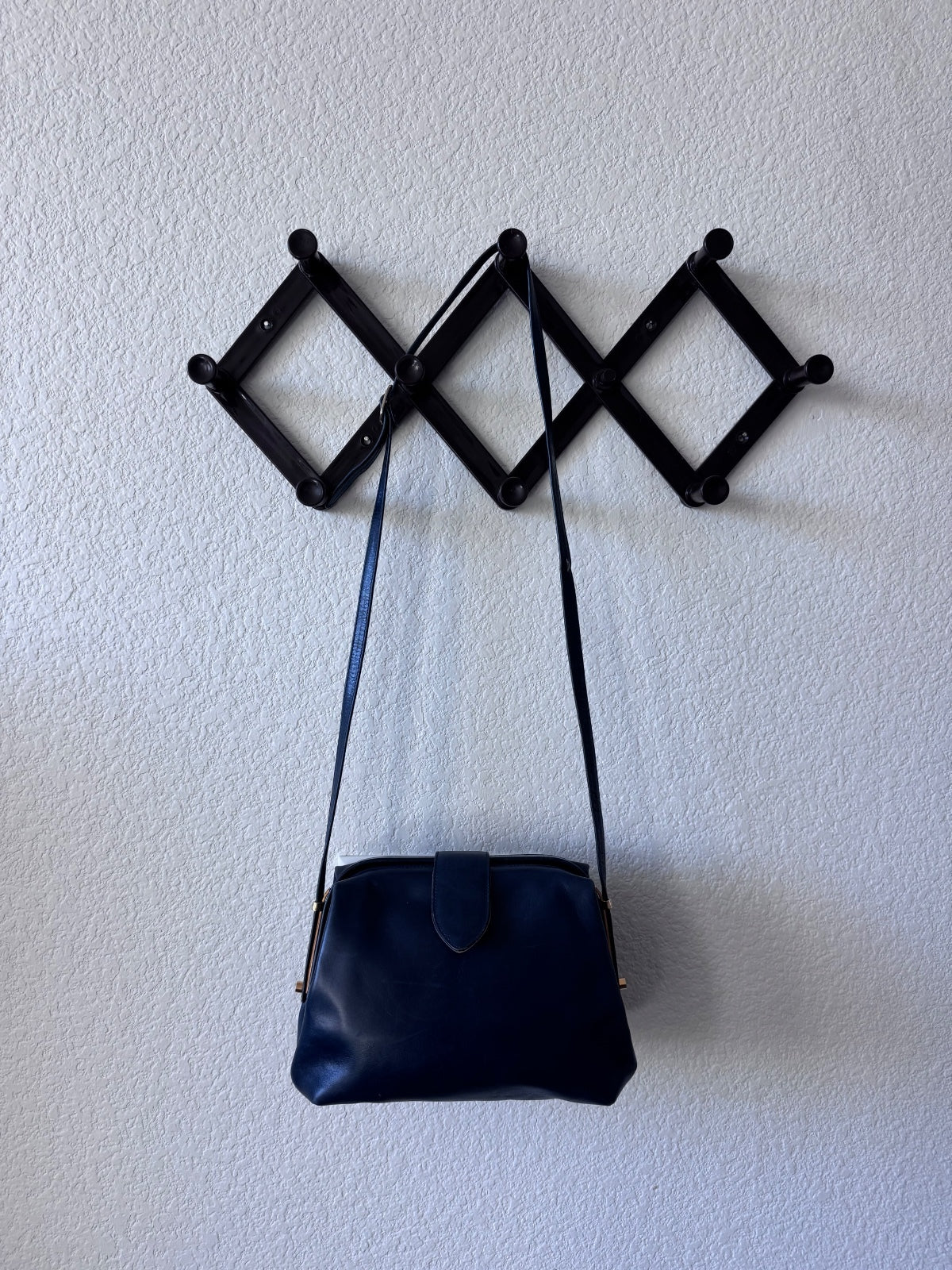 Vintage Salvatore Ferragamo navy leather shoulder bag