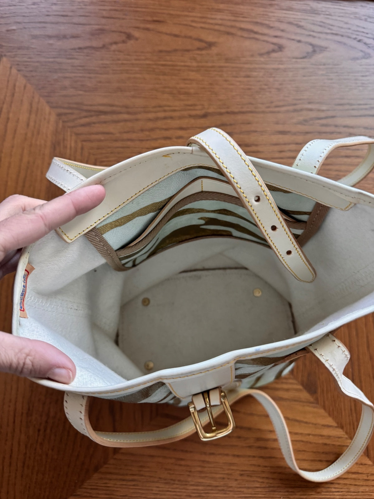 Dooney & Bourke Vintage zebra print buckle bucket bag