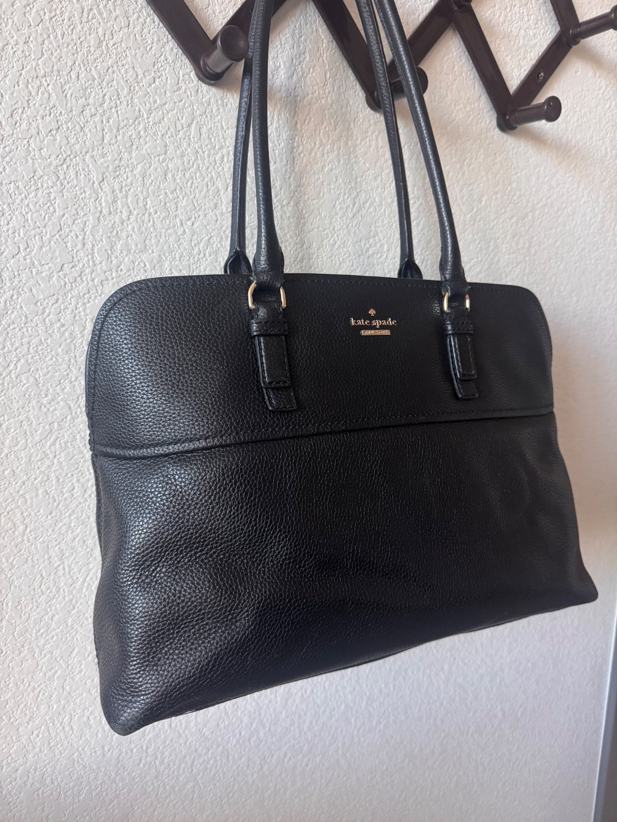 Kate Spade black leather shoulder tote