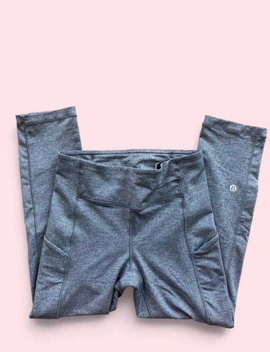 Gray Lululemon heathered capri yoga pants 4