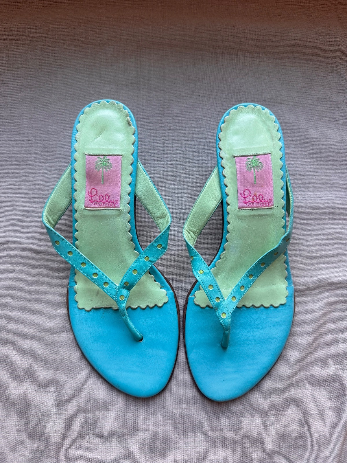 Vintage Lilly Pulitzer blue/green heeled sandals 8.5